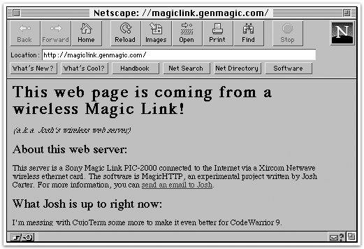 MagicHTTP page in Netscape